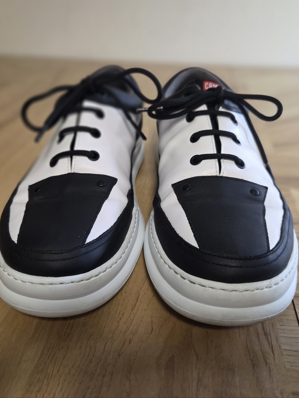 Camper Two-Tone Black and White Leather Sneakers